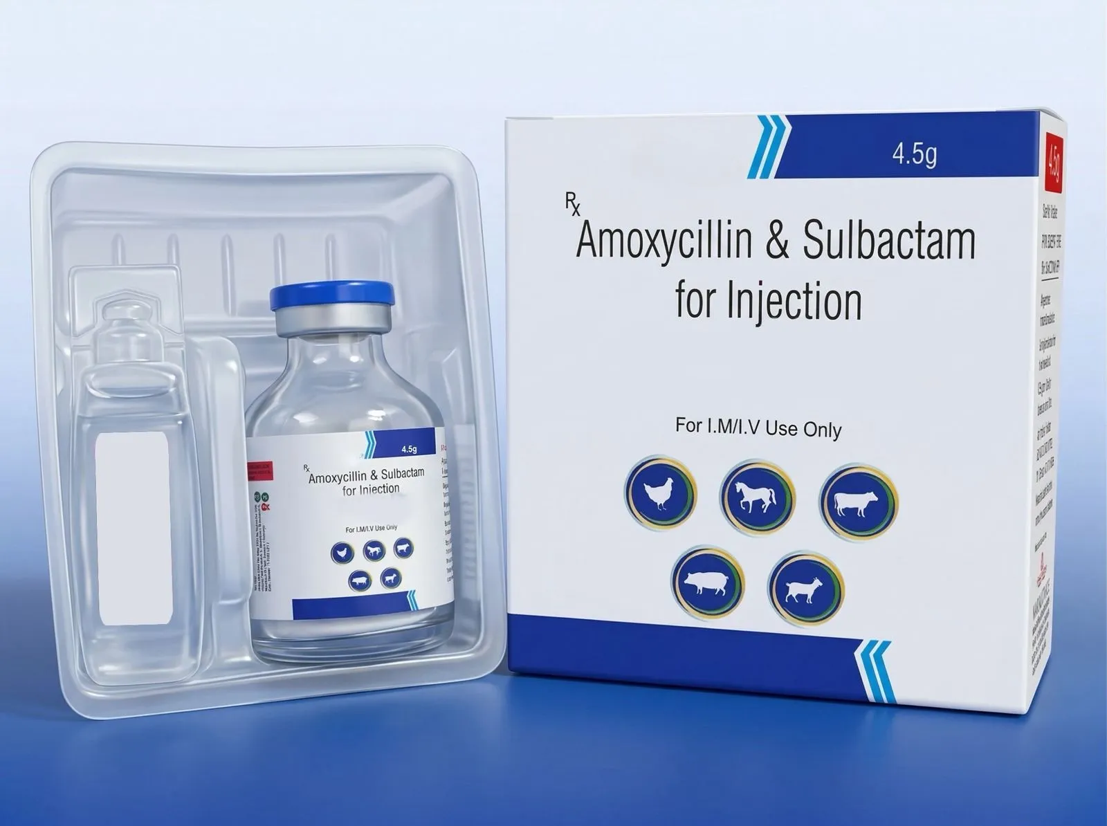 AMOXYCILLIN & SULBACTAM FOR INJECTION (VET.) 4.5 GM